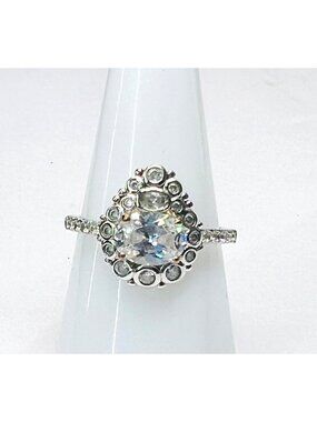 Ring Bomb Party Ring, size 8, clear stones silver color band